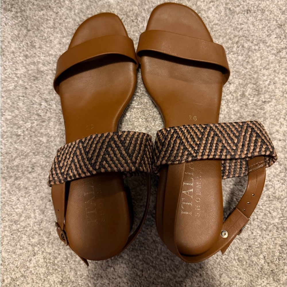 Italian Shoemakers Brown Woven-Accent Two-Strap Sandals - Picture 2 of 5